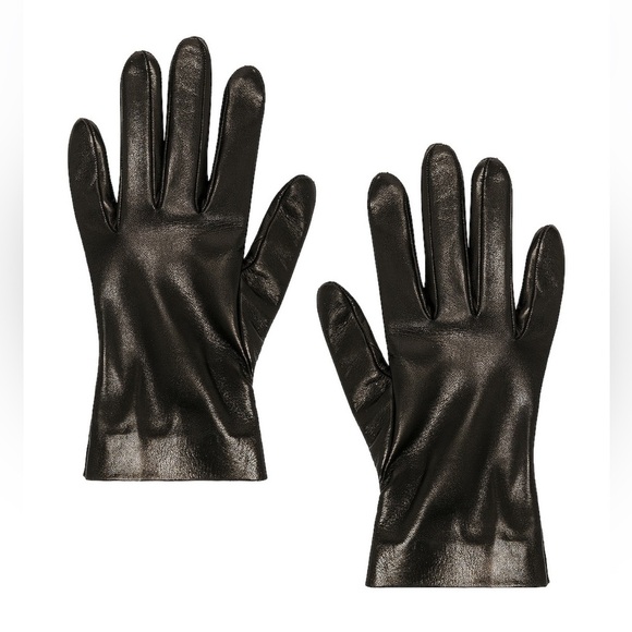 NWOT Saint Laurent Leather Gloves in Black size 7.5 - Picture 1 of 5